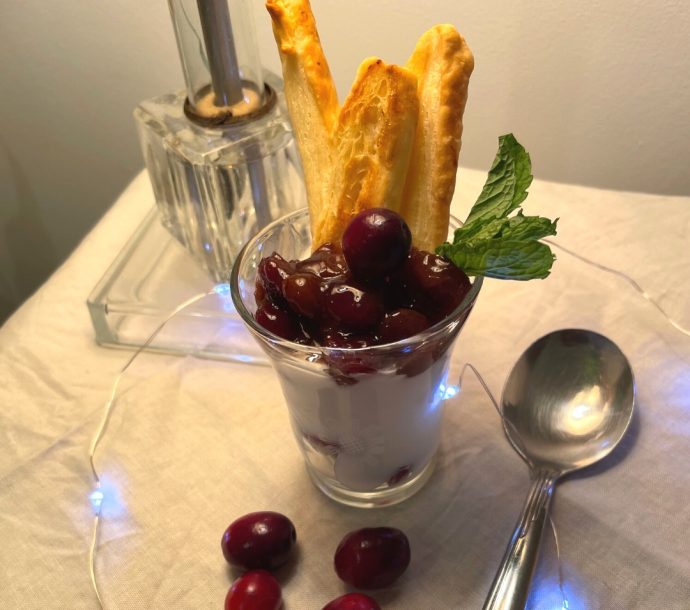 Verrines aux raisins et aux canneberges