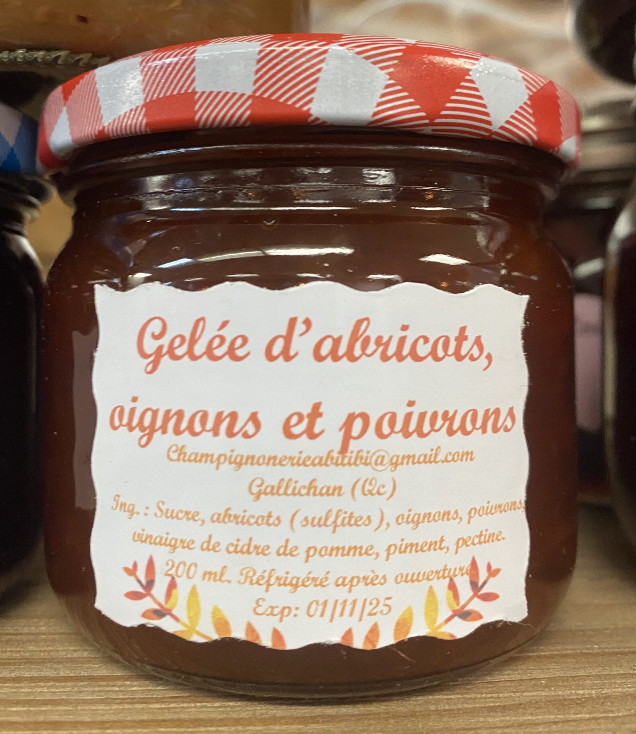 Gelée d’abricot, oignon et poivron, 200 ml