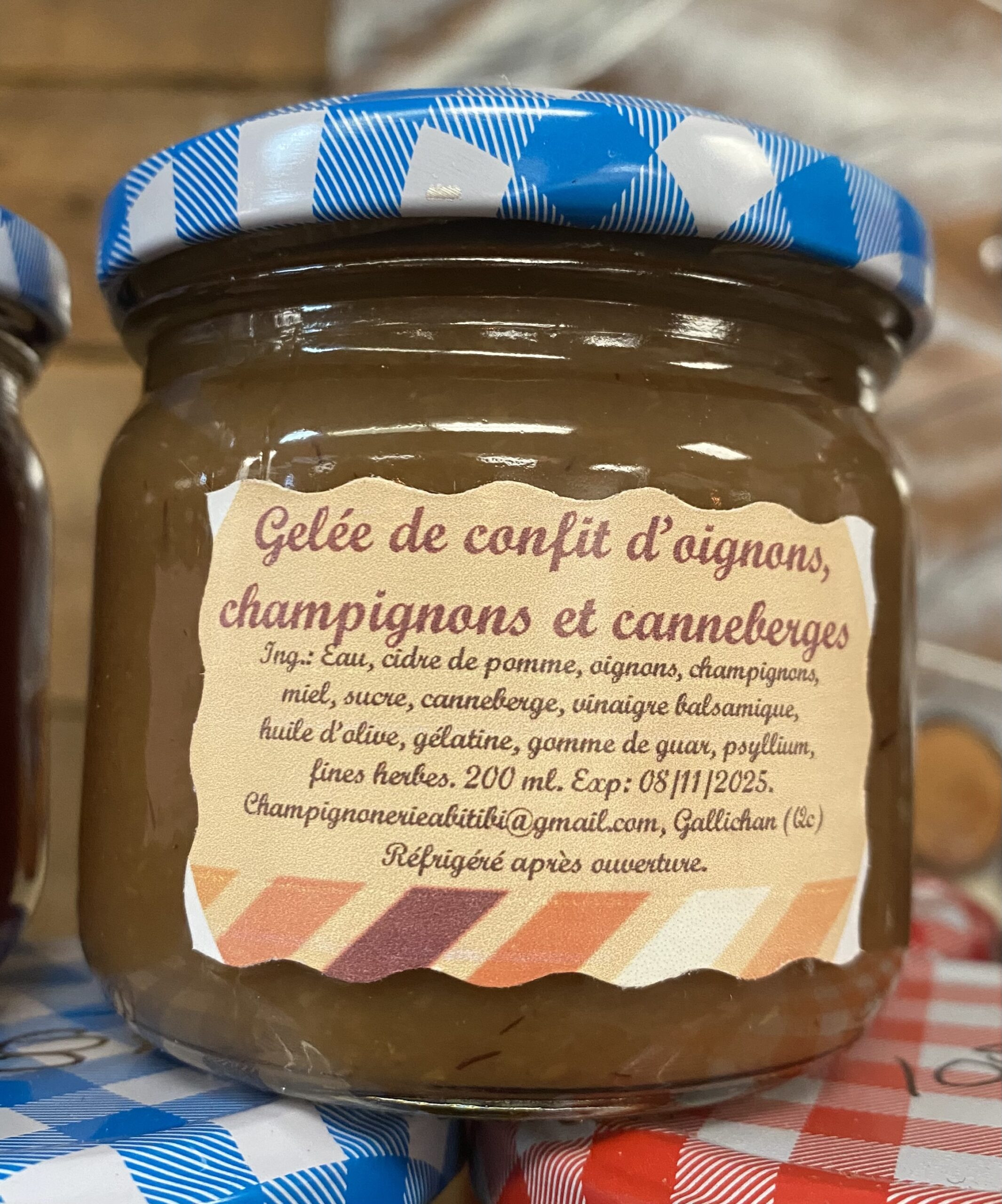 Gelée de confit d’oignons, champignons et canneberge, 200 ml